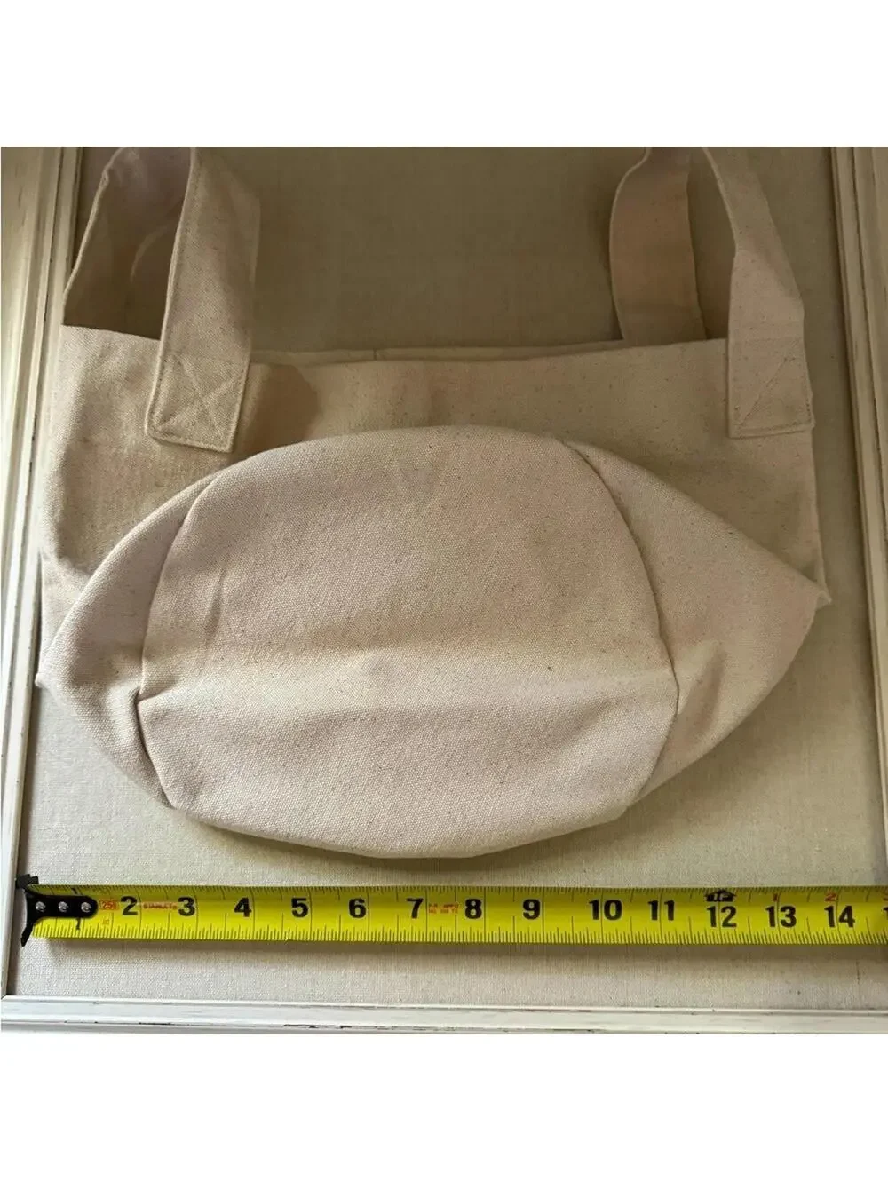 Canvas Small soft speckled off white bucket for socks with text NWOT